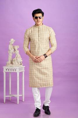 brown digital print  on semi cotton straight kurta churidar without lining fabric 1