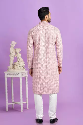 pink digital print  on semi cotton straight kurta churidar without lining fabric