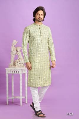 green digital print  on semi cotton straight kurta churidar without lining fabric 1