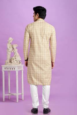 brown digital print  on semi cotton straight kurta churidar without lining fabric 3