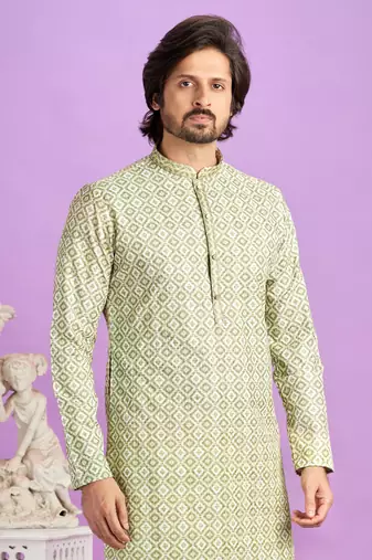 green digital print  on semi cotton straight kurta churidar without lining fabric