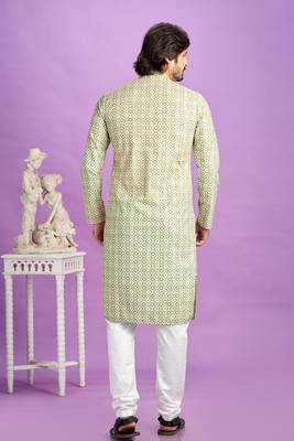 green digital print  on semi cotton straight kurta churidar without lining fabric 4
