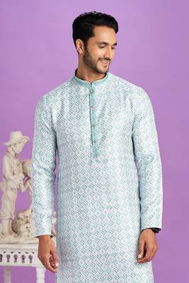 teal green digital print  on semi cotton straight kurta churidar without lining fabric 3