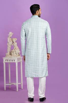 teal green digital print  on semi cotton straight kurta churidar without lining fabric 4