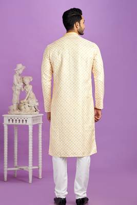 yellow digital print  on semi cotton straight kurta churidar without lining fabric. 4