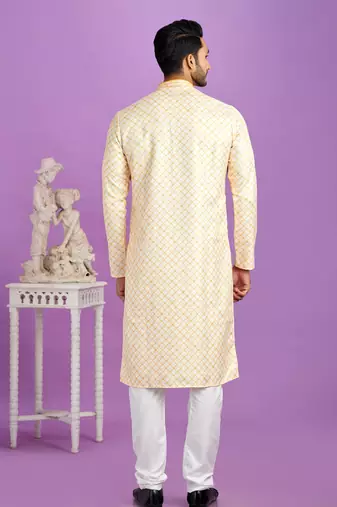 yellow digital print  on semi cotton straight kurta churidar without lining fabric.