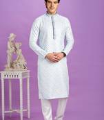 blue digital print  on semi cotton straight kurta churidar without lining fabric