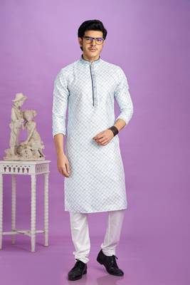 blue digital print  on semi cotton straight kurta churidar without lining fabric 2