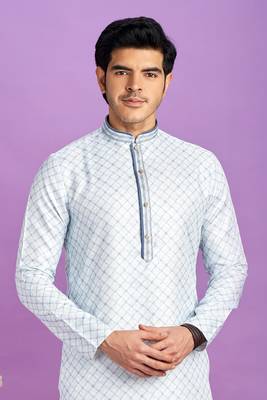 blue digital print  on semi cotton straight kurta churidar without lining fabric 3