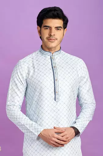 blue digital print  on semi cotton straight kurta churidar without lining fabric