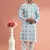 bluedigital print on cotton fabric with thread work straight kurta churidar for men