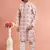 dark pink digital print on cotton fabric with thread work straight kurta churidar for men