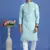 teal gerrn  embroidery cotton fabric with digital print straight kurta churidar for men
