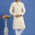 yellow  embroidery cotton fabric with digital print straight kurta pajama for men