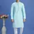 light teal green  embroidery cotton fabric with digital print straight kurta pajama for men