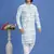 multi colour blue  embroidery cotton fabric with digital print straight kurta pajama for men