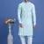 blue  embroidery cotton fabric with digital print straight kurta pajama for men