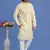 yellow embroidery cotton fabric with digital print straight kurta pajama for men