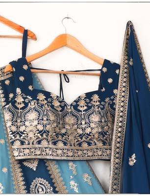 Blue Reception Lehenga Choli for Women 2