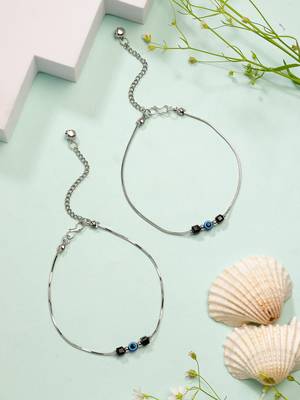  women's silver-plated evil eye anklet 1