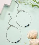 women's silver-plated evil eye anklet
