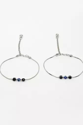  women's silver-plated evil eye anklet