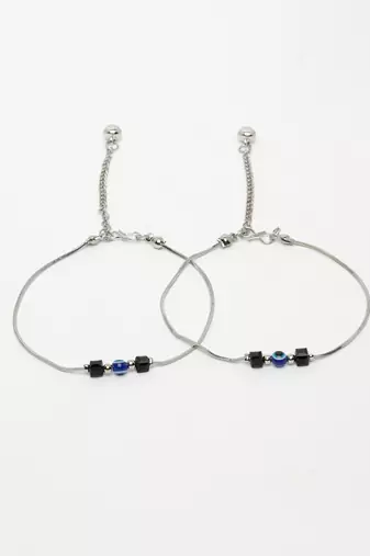  women's silver-plated evil eye anklet