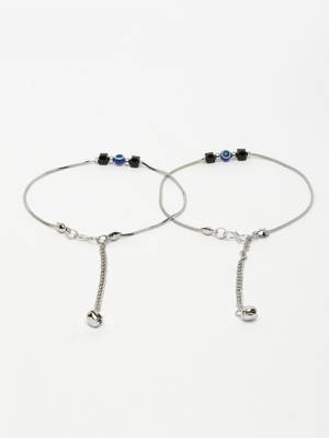  women's silver-plated evil eye anklet 4