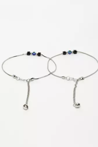  women's silver-plated evil eye anklet