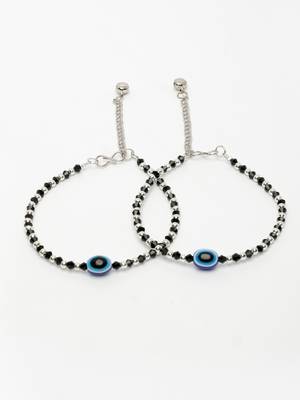  women's silver-plated evil eye artificial beads anklet 2