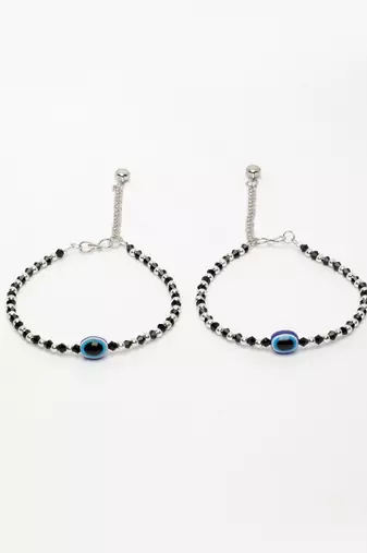  women's silver-plated evil eye artificial beads anklet