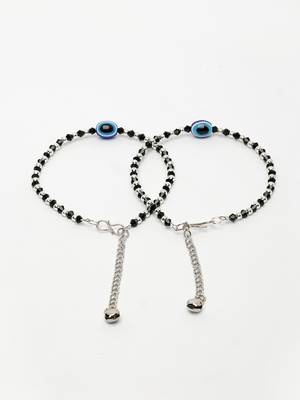  women's silver-plated evil eye artificial beads anklet 5