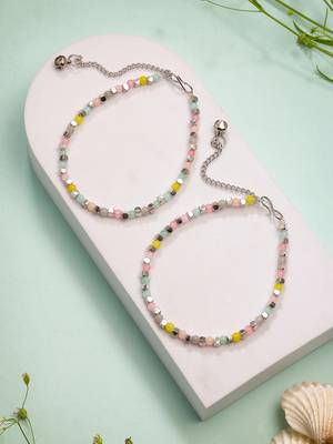 women's multi-coloured artificial beads anklet 1