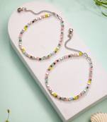women's multi-coloured artificial beads anklet