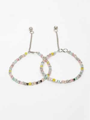 women's multi-coloured artificial beads anklet 2