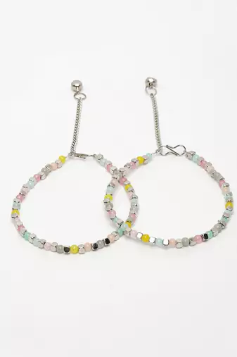 women's multi-coloured artificial beads anklet