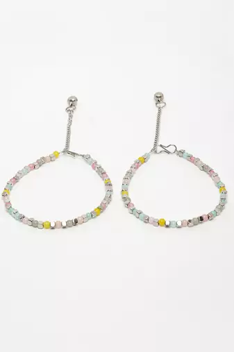 women's multi-coloured artificial beads anklet