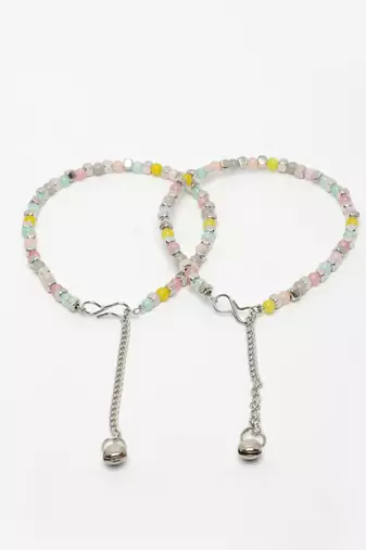 women's multi-coloured artificial beads anklet