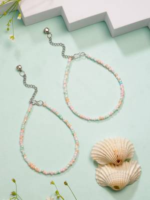  women's multi-coloured artificial beads anklet 1