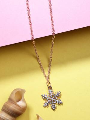  women's rose gold-plated chain with snowflake pendant 1