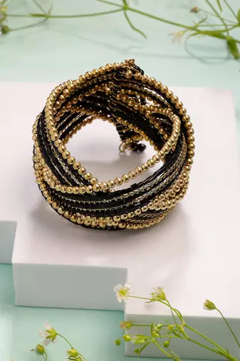  women's rhodium-plated artificial beads western cuff bracelet