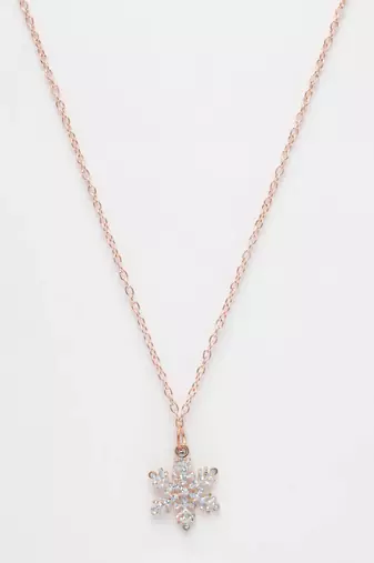  women's rose gold-plated chain with snowflake pendant