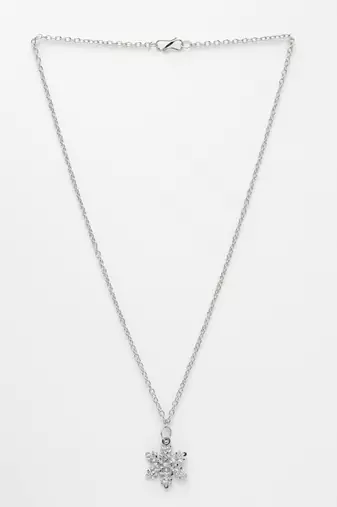  women's silver-plated chain with snowflake pendant