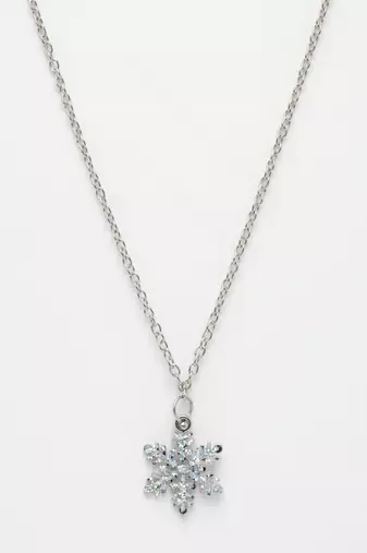  women's silver-plated chain with snowflake pendant
