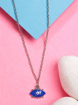  women's silver-plated chain with evil eye pendant 1
