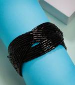  women's black artificial beads western cuff bracelet