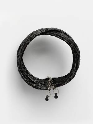  women's black artificial beads western cuff bracelet 3