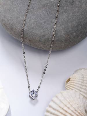  women's silver-plated artificial stones pendant with chain 1