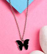  women's silver-plated chain with butterfly pendant