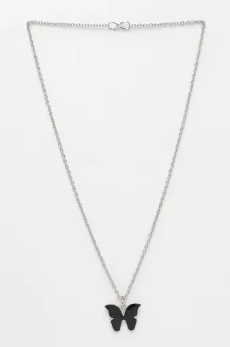  women's silver-plated chain with butterfly pendant